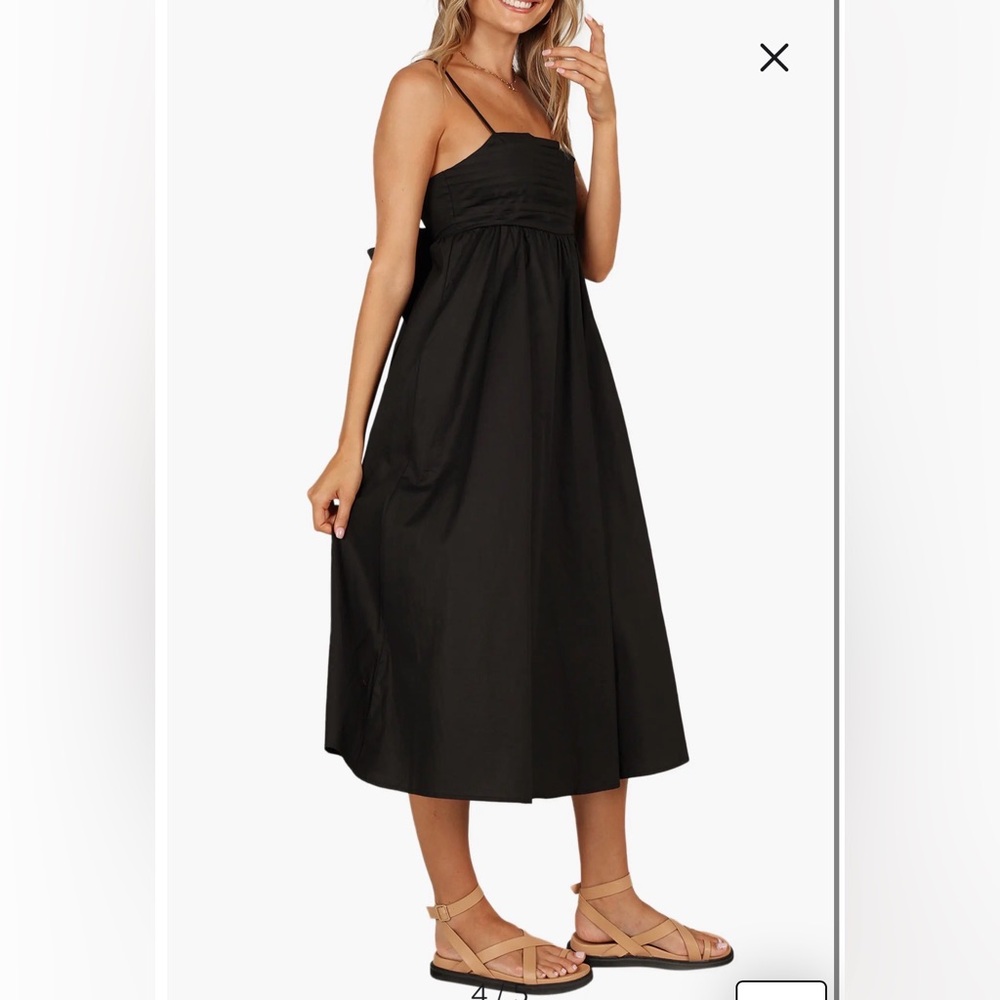 Petal & Pup Black Midi Dress with Spaghetti Straps - Picture 4 of 12